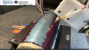 Screenshot of printing silver on a curved surface using a tilted NanoJet printhead